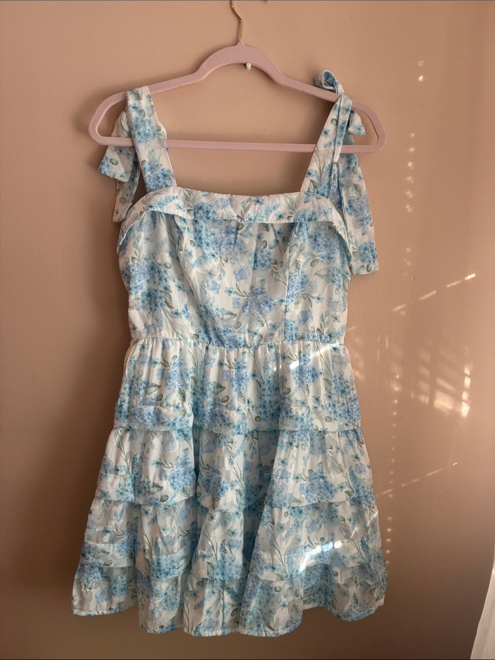 Women's Blue Floral Tiered Mini Sundress